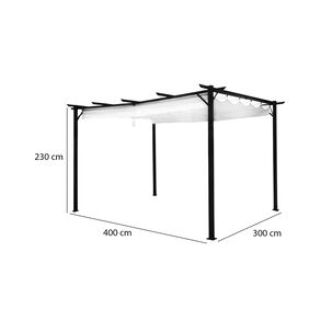 Pérgola Cavancha Con Tela Retráctil 3x4mt Marfil