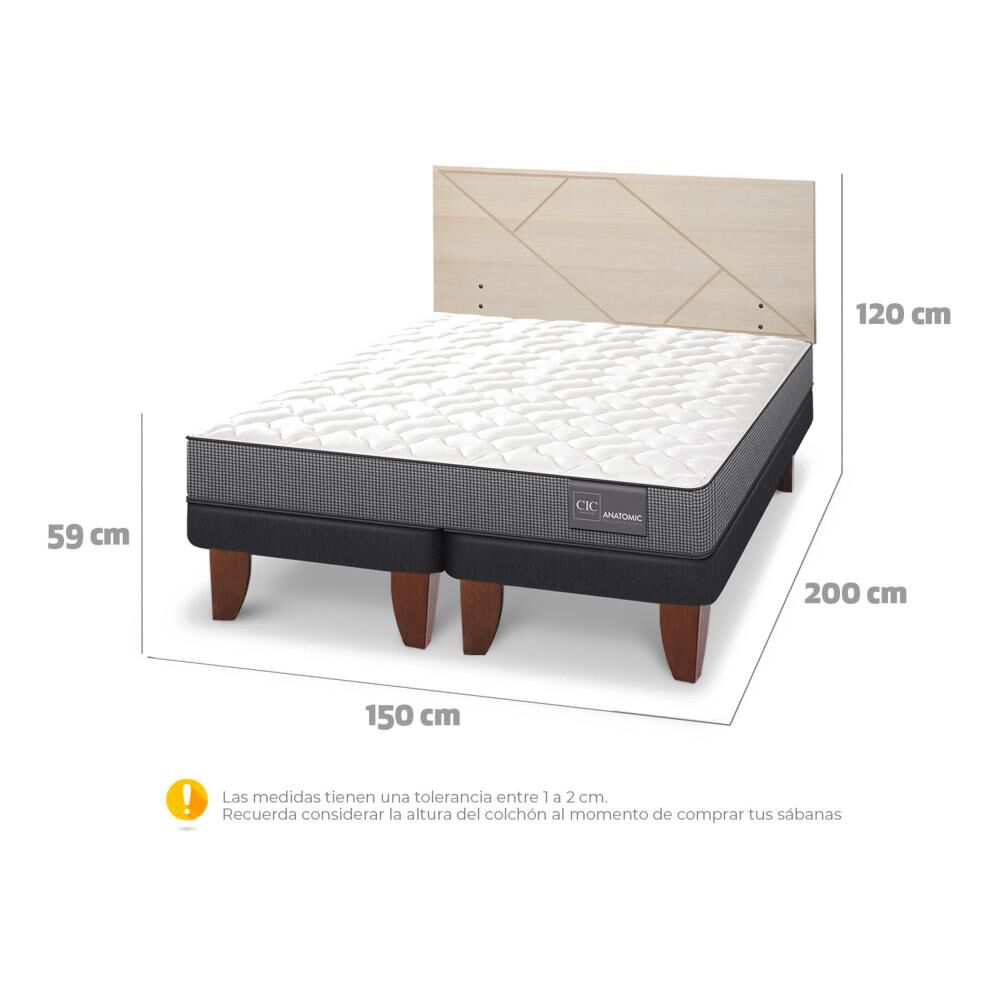 Cama Europea Cic Anatomic / 2 Plazas / Base Dividida + Respaldo image number 4.0