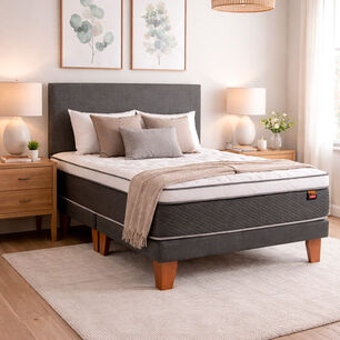 Cama Europea Celta Everest / 2 Plazas / Base Dividida + Set De Maderas