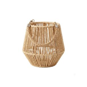Porta Vela Decorativo Estilo R&uacute;stico Con Asa De Cuerda Natural