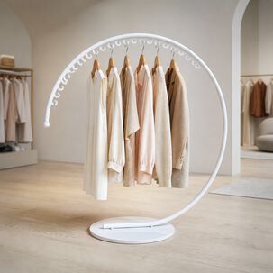 Perchero Colgador Exhibidor Circular Metalico Con 30 Ganchos Color Blanco