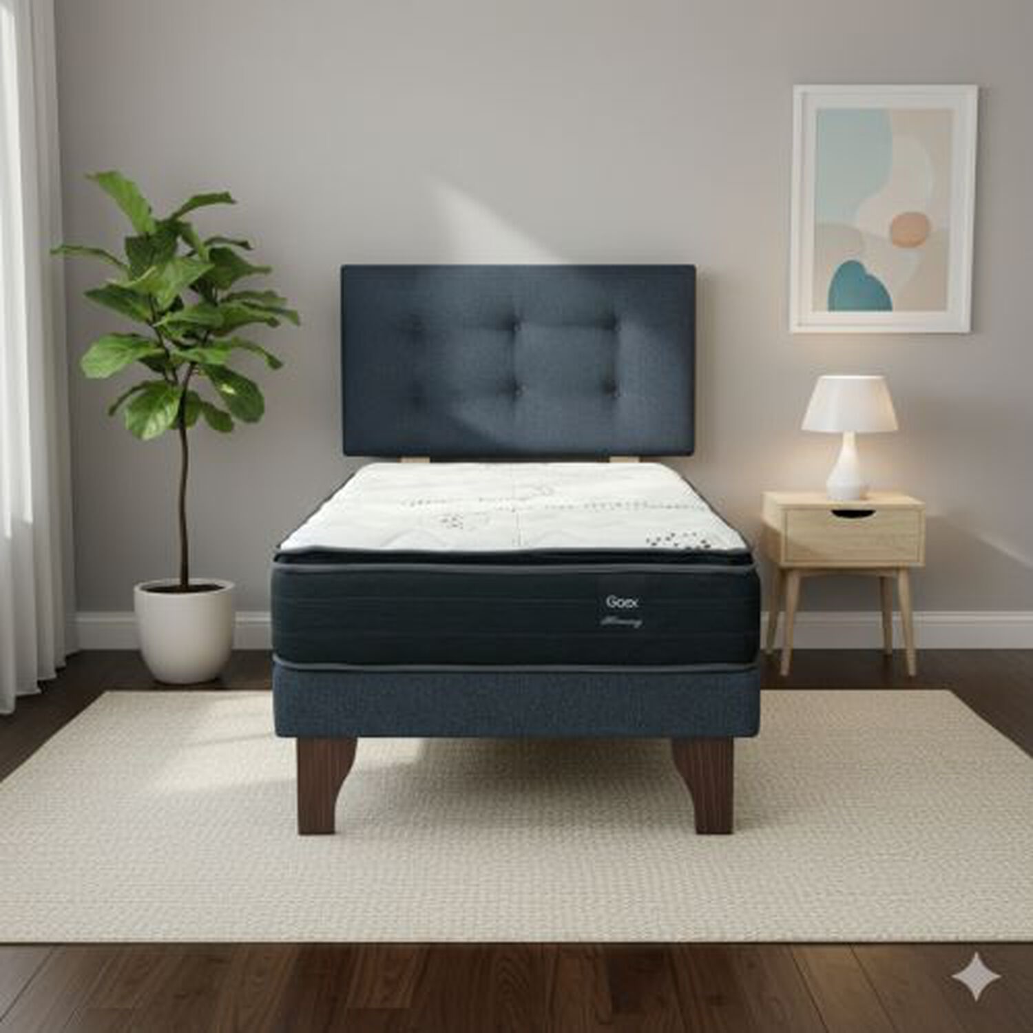 Cama Europea 1.5 Plaza 200 Plus Respaldo Berna image number 0.0