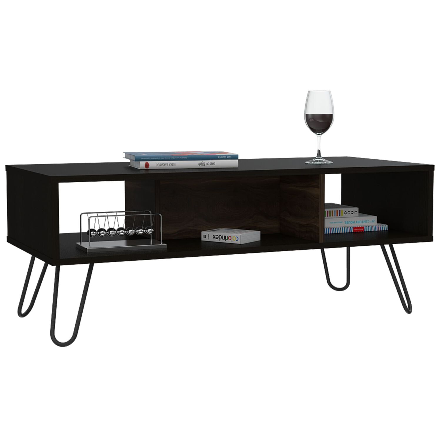 Mesa De Centro 40x101,1x45 Cm Negro Y Caf&eacute; Oscuro image number 1.0