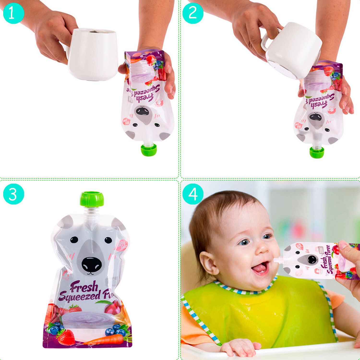 Bolsa De Alimentaci&oacute;n Reutilizable Squeeze Para Papilla Bebe image number 4.0