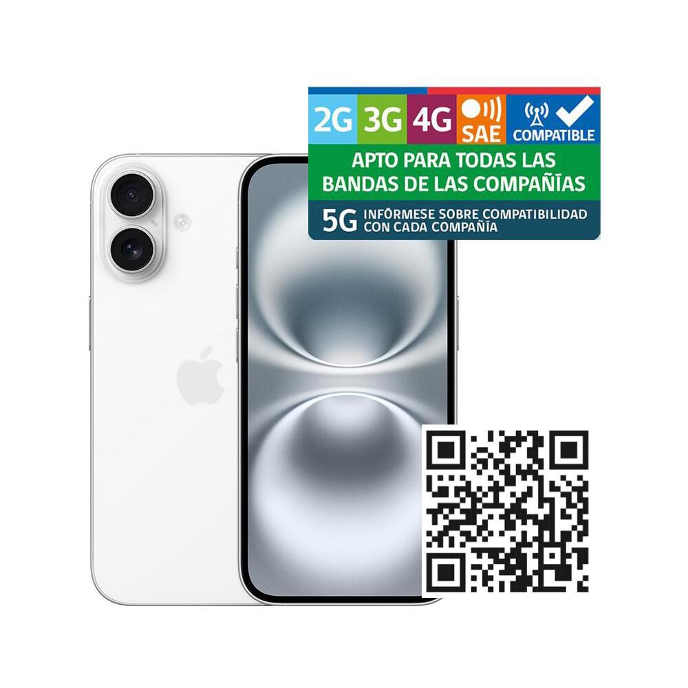 iPhone 16 Apple / 5G / 128 GB / Blanco / Liberado image number 8.0