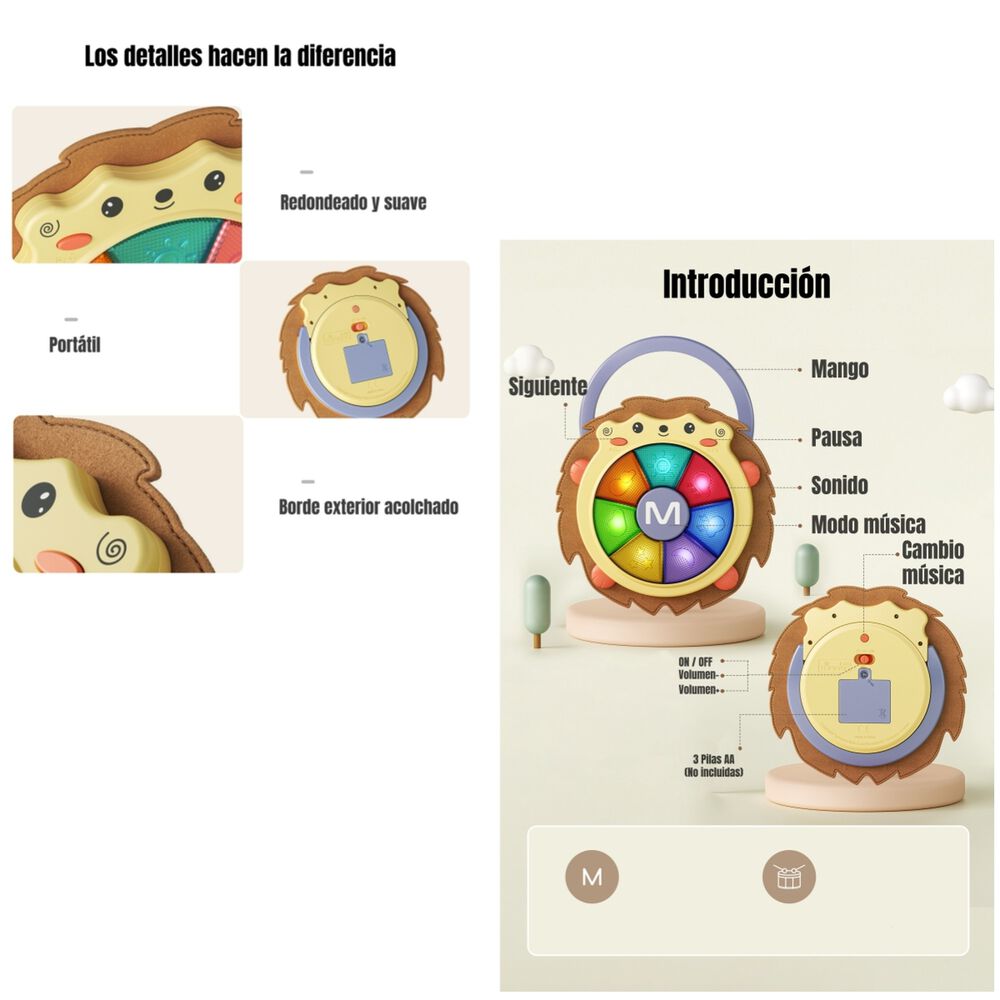 Juguete Sensorial Musical Con Luces 0-6 A&ntilde;os Tm139 Lubabycas image number 4.0