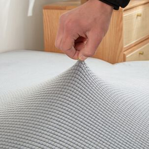 Funda Cubre Futon Cuadrille Tela Elasticada Color Gris Claro