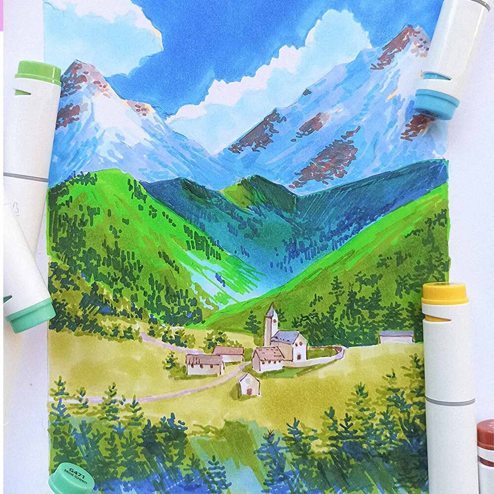 Ohuhu 80 Marcadores Alcohol + 1 Blender Oahu Fina & Biselada image number 5.0