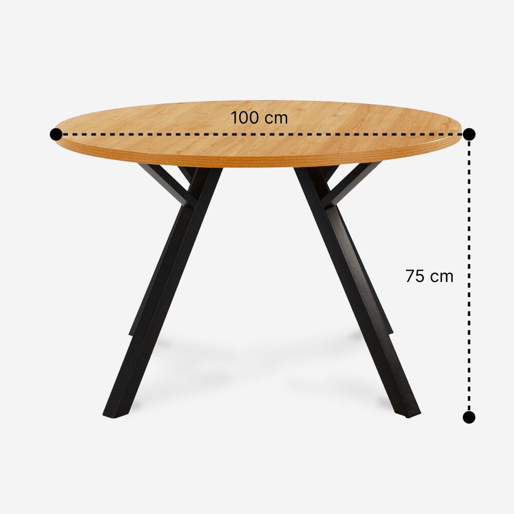 Mesa Redonda Beni Contemporáneo Con Madera Olmo Y Patas Metalicas image number 2.0