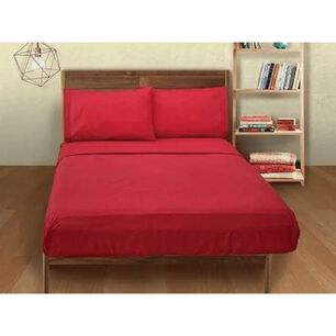 Sabanas 2 Plazas 4 Piezas Polar 144 Hilos Rojo