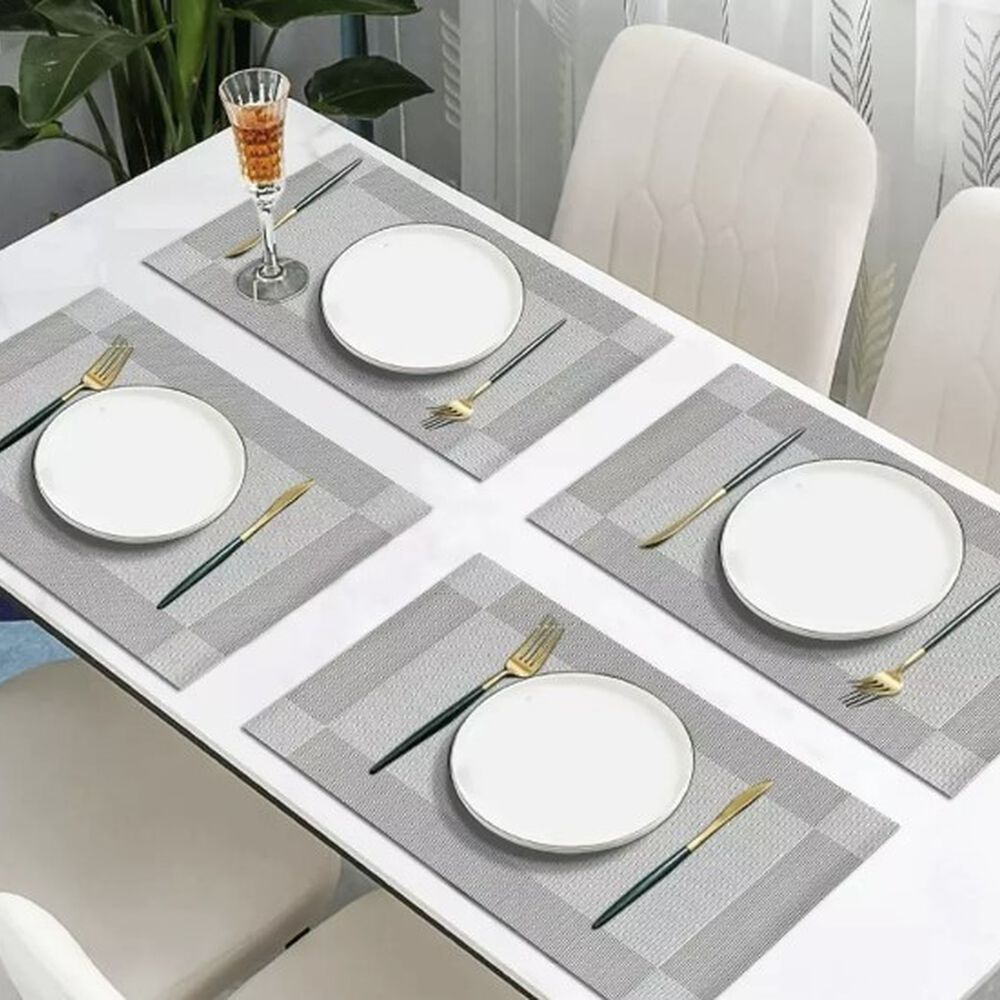Set 6 Individuales Impermeable De Mesa Rectangular Diseños Gris image number 4.0
