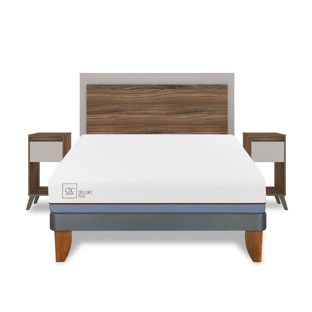 Cama Europea Cic Excellence Plus / 2 Plazas / Base Normal + Set de Maderas Milan image number 0.0