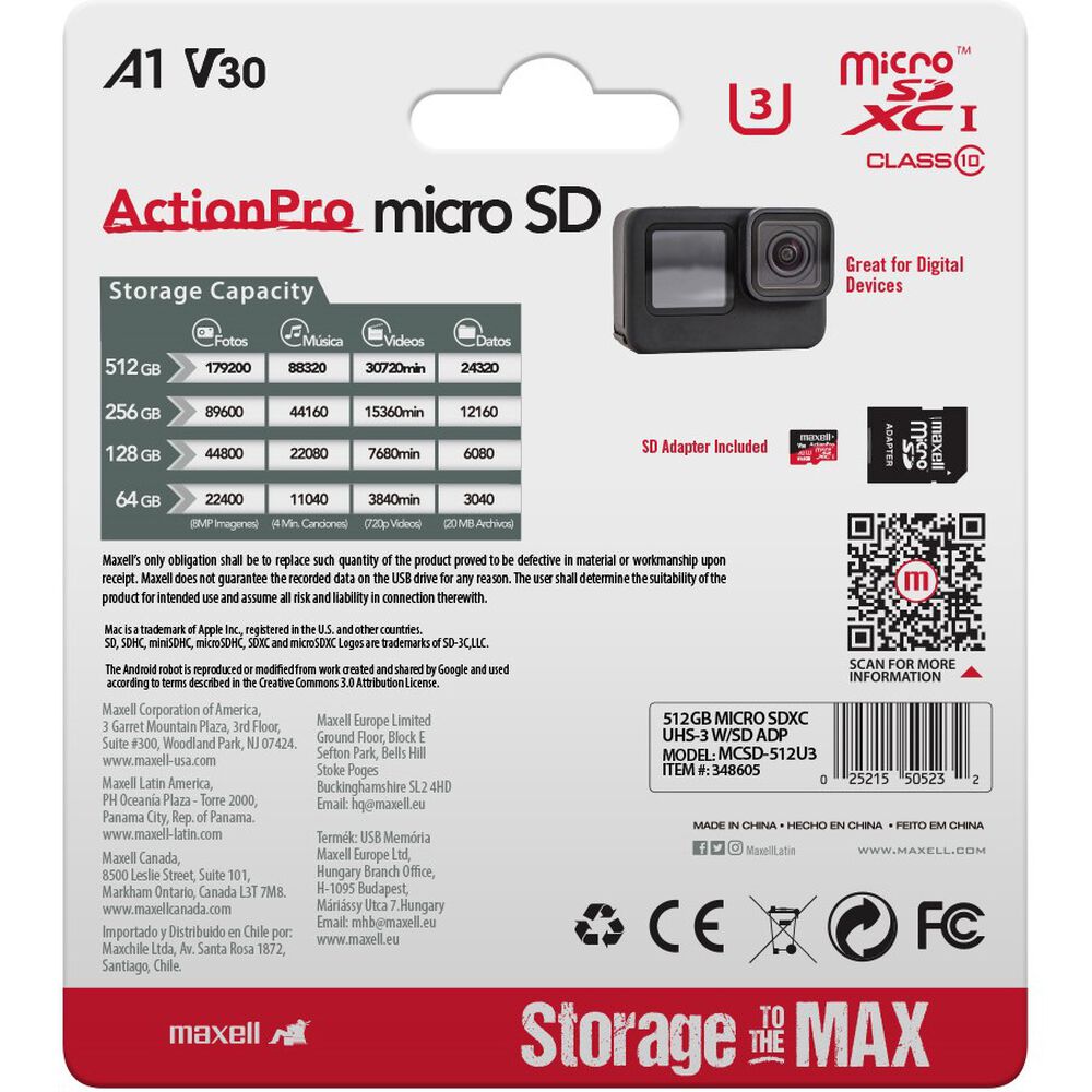 Tarjeta Microsd Maxell 512gb Uh-3 8k A1 100mb/s image number 2.0