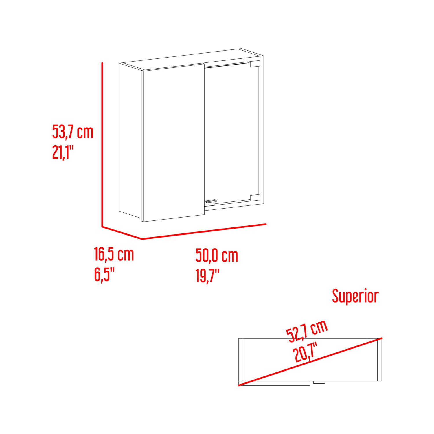 Mueble De Ba&ntilde;o Botiquin 53.7x50x16.5 Cm Caf&eacute; Claro image number 6.0