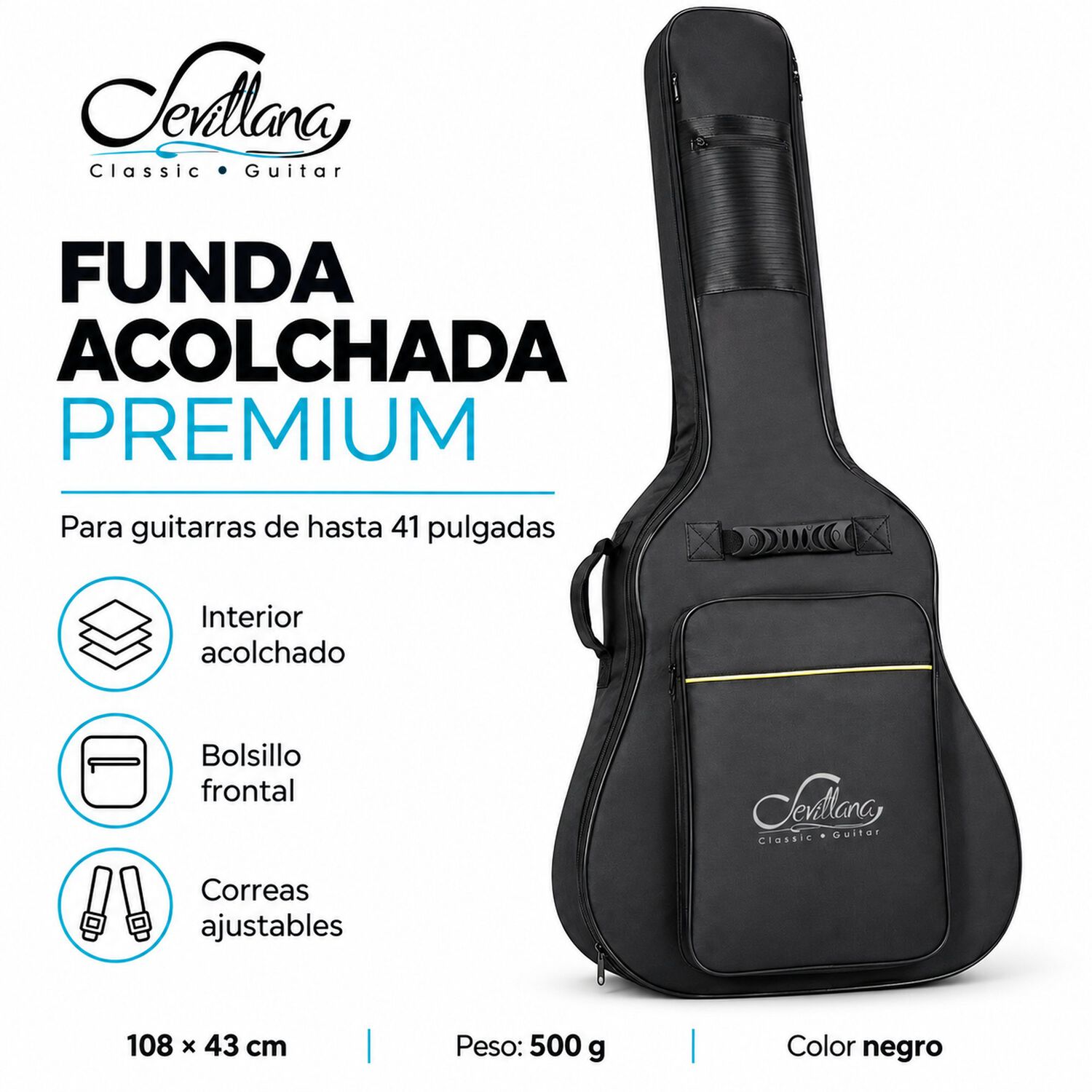 Funda De Guitarra 41" Acolchado Premium Hasta 41" Max image number 6.0