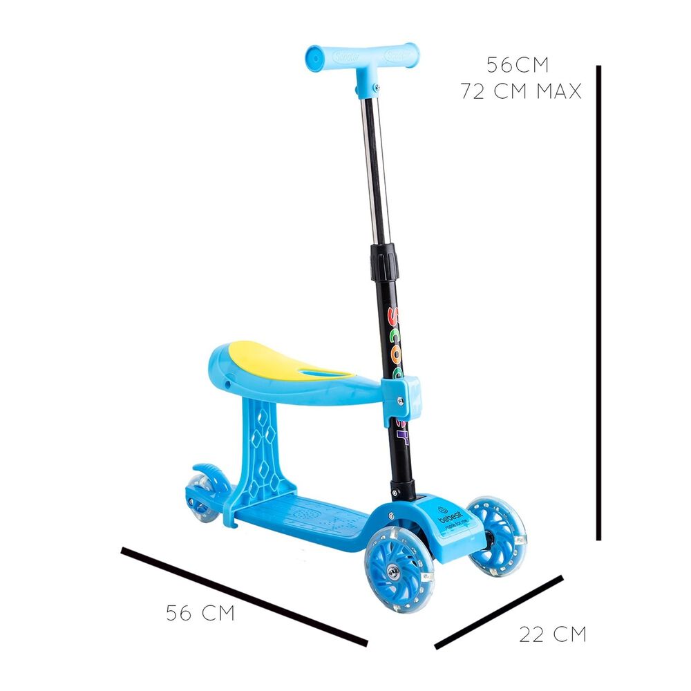 Scooter Monopat&iacute;n 2 En 1 Con Asiento Ni&ntilde;o Plegable Xt04 Azul image number 8.0