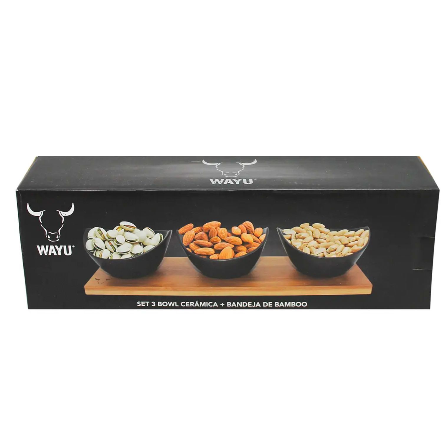 Set Wayu 3 Bowls Ceramica Con Bandeja 30cm Aperitivo Cocina image number 1.0