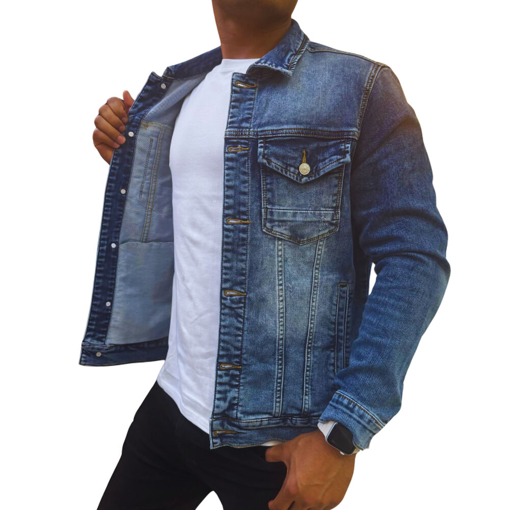Chaqueta Denim Mezclilla Hombre Desgastada image number 1.0