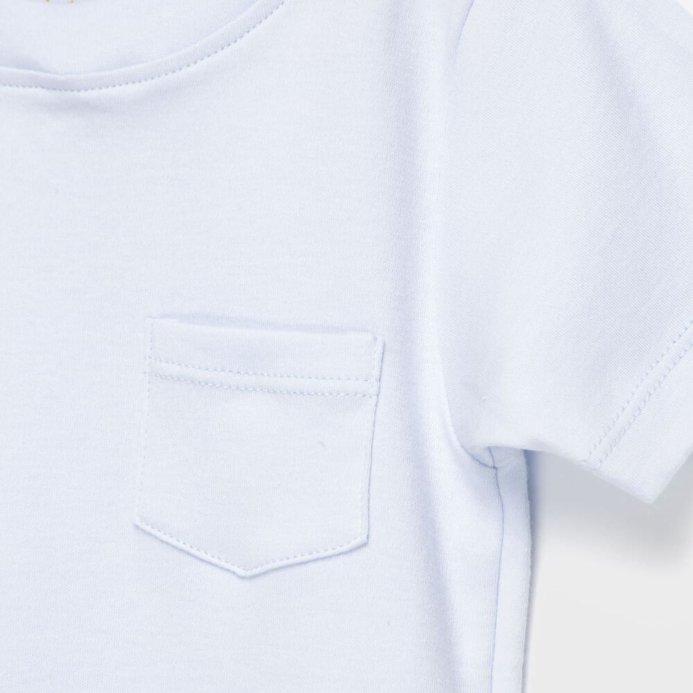 Polera Celeste Bolsillo Adulto Algodón Peruano image number 2.0