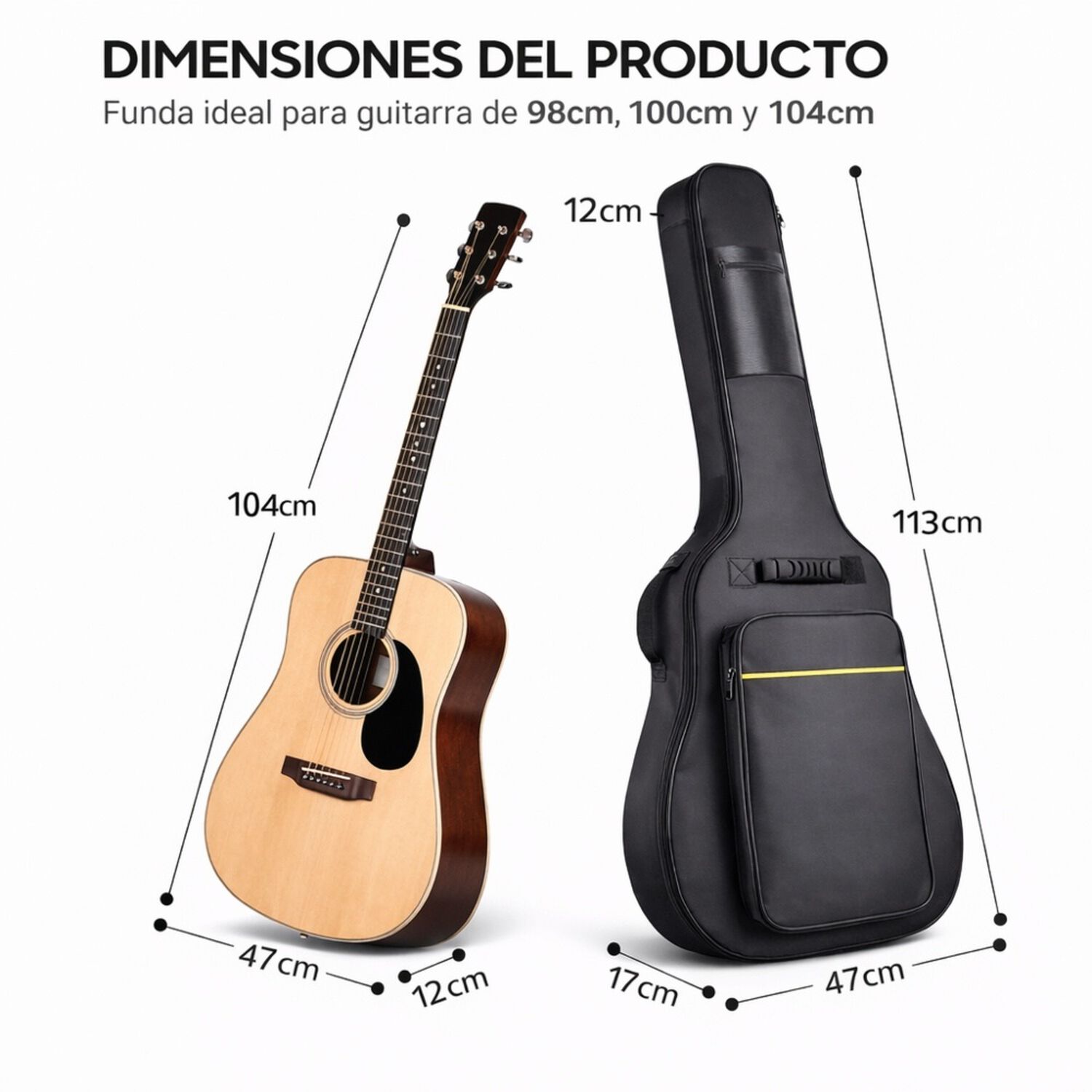 Funda De Guitarra Impermeable 38-41&rdquo; Acolchada image number 2.0