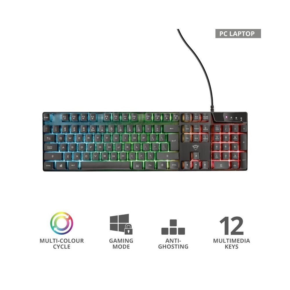 Teclado Gamer Trust Azor Gxt 835 Rgb Full Anti Ghosting image number 6.0