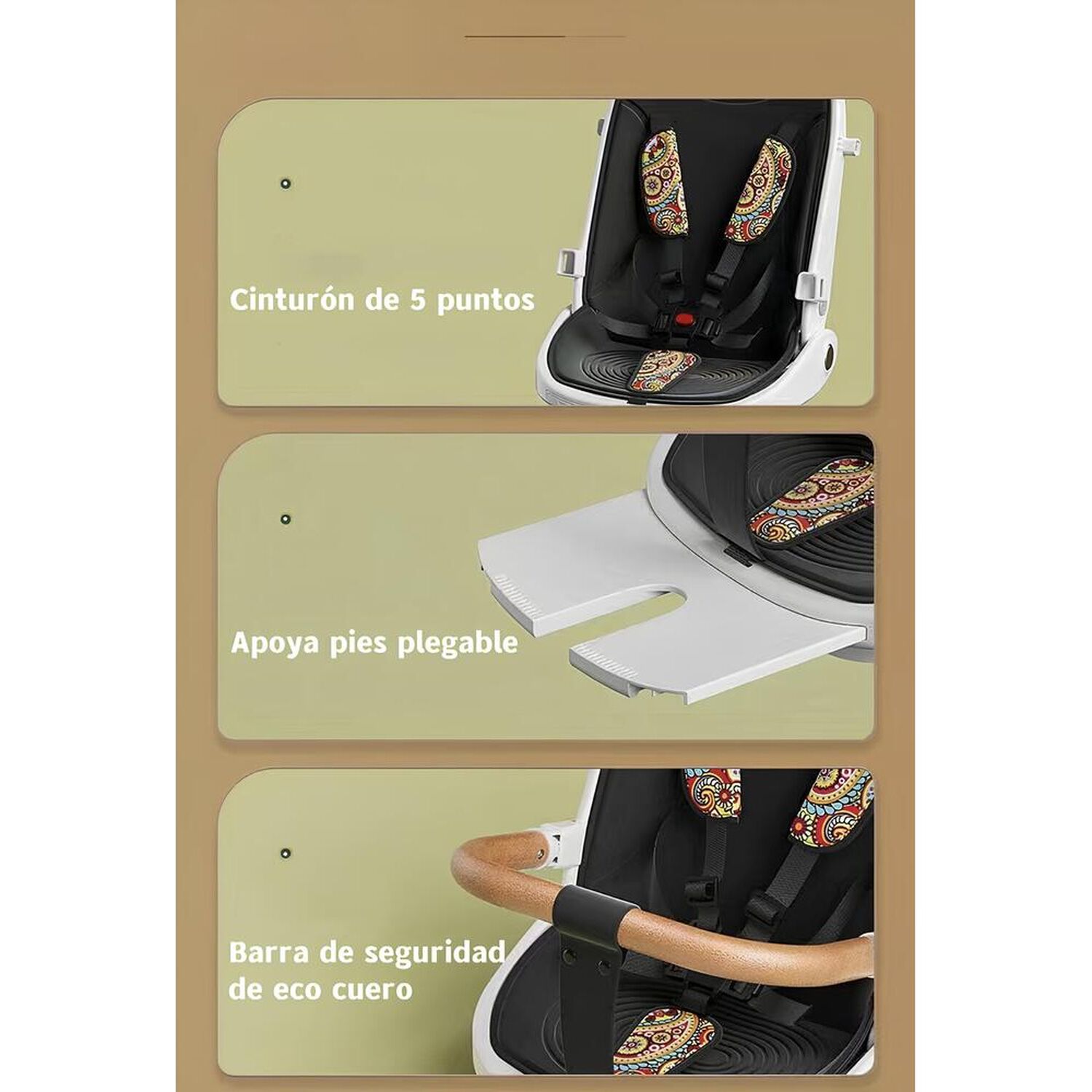 Coche De Paseo 360&deg; 3 En 1 Reclinable Lubabycas Blanco image number 6.0