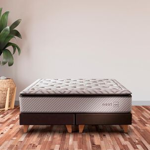 Cama Europea Rosen Nest / King / Base Dividida + Set De Maderas Nolita Chocolate