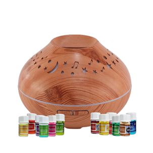 Pack Humidificador Cafe Luna Y Estrella + 12 Esencias Aromaticas