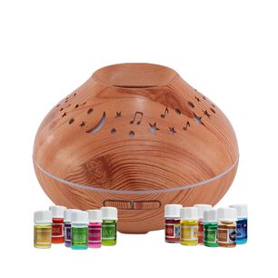 Pack Humidificador Cafe Luna Y Estrella + 12 Esencias Aromaticas