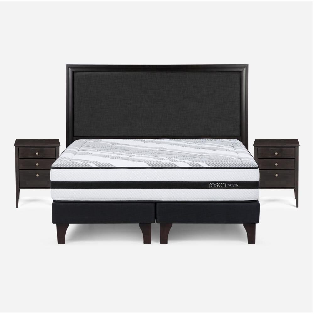 Cama Europea Rosen Driven / 2 Plazas / Base Dividida + Set De Maderas Nolita Grafito image number 0.0