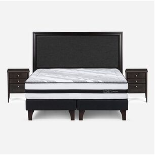 Cama Europea Rosen Driven / 2 Plazas / Base Dividida + Set De Maderas Nolita Grafito