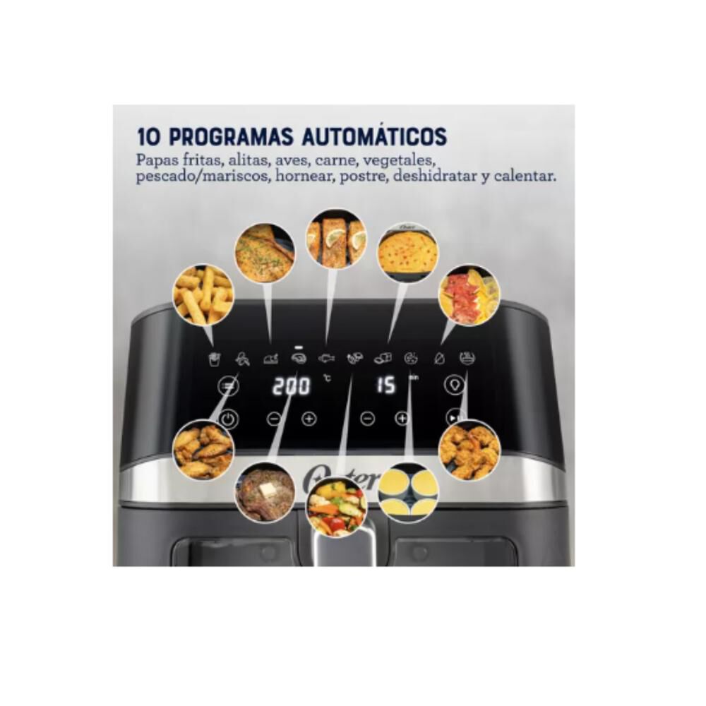 Freidora De Aire Digital Recubrimiento Oster 6l 10 Programas image number 8.0