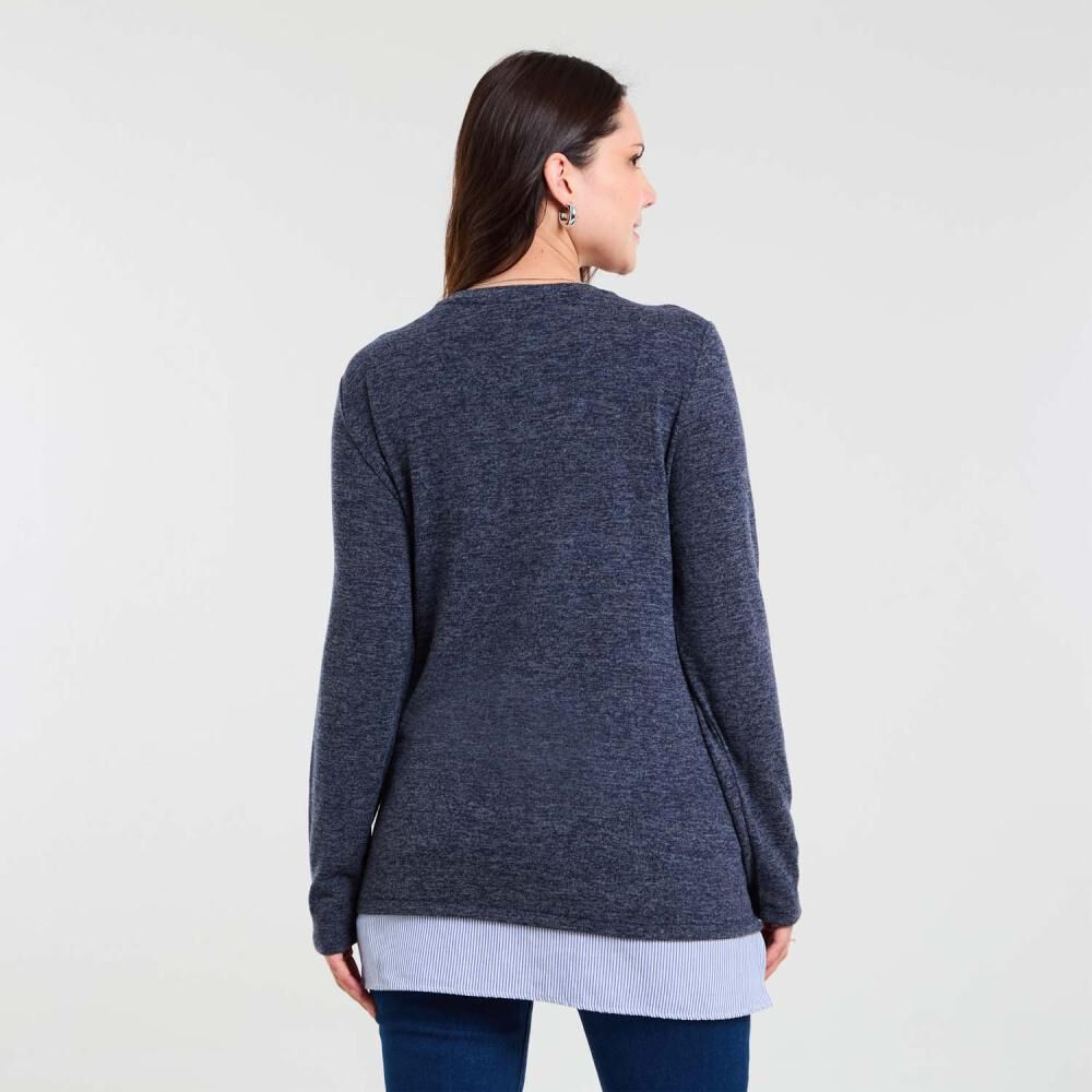 Sweater Melange Manga Larga Cuello Redondo Mujer Sexy Large image number 3.0