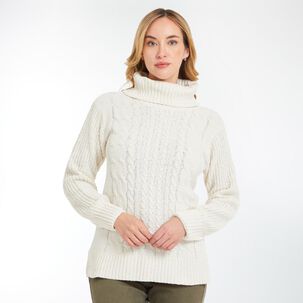 Sweater Chenille Liso Regular Cuello Alto Beatle Mujer Geeps