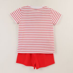 Conjunto Ni&ntilde;a Rojo Rayas Minnie Mouse Disney