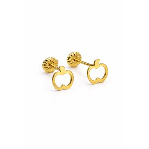 Aros Manzana Calada 5mm Oro 18k 0.75gr Regalo Mujer Ni&ntilde;a Dorado
