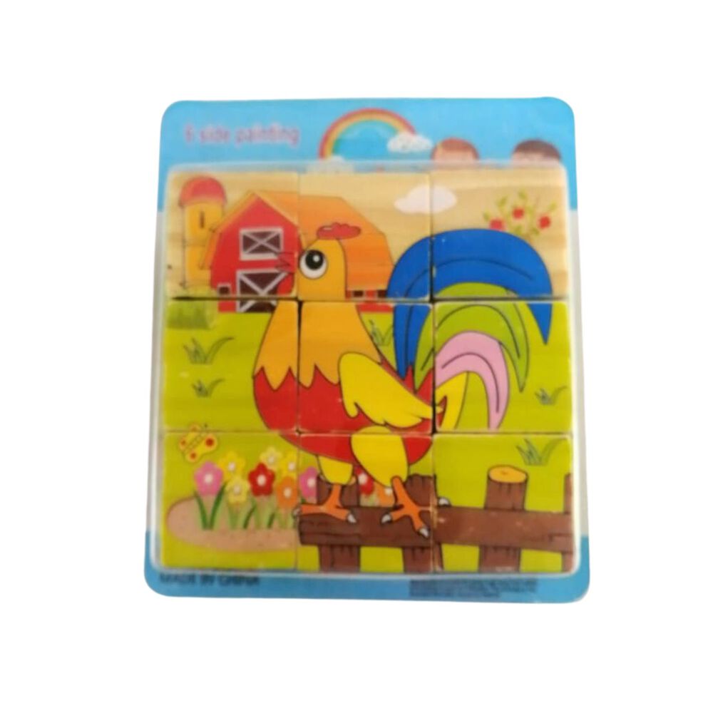 Juego Did&aacute;ctico De Puzzle De Cubo De Madera De 9 Bloques image number 0.0