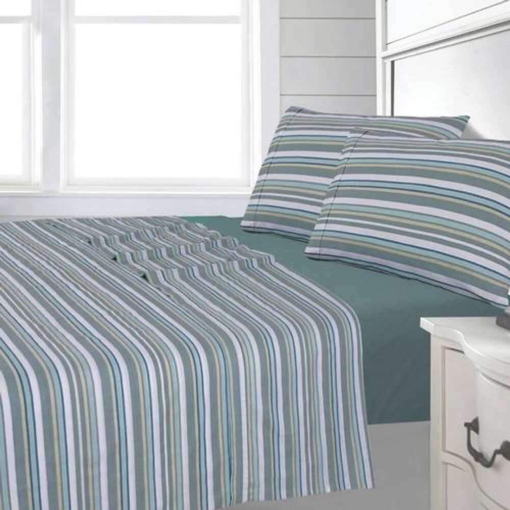 Sabana Andes 144 Hilos Estampada Lineas Acero 1 Plaza image number 0.0