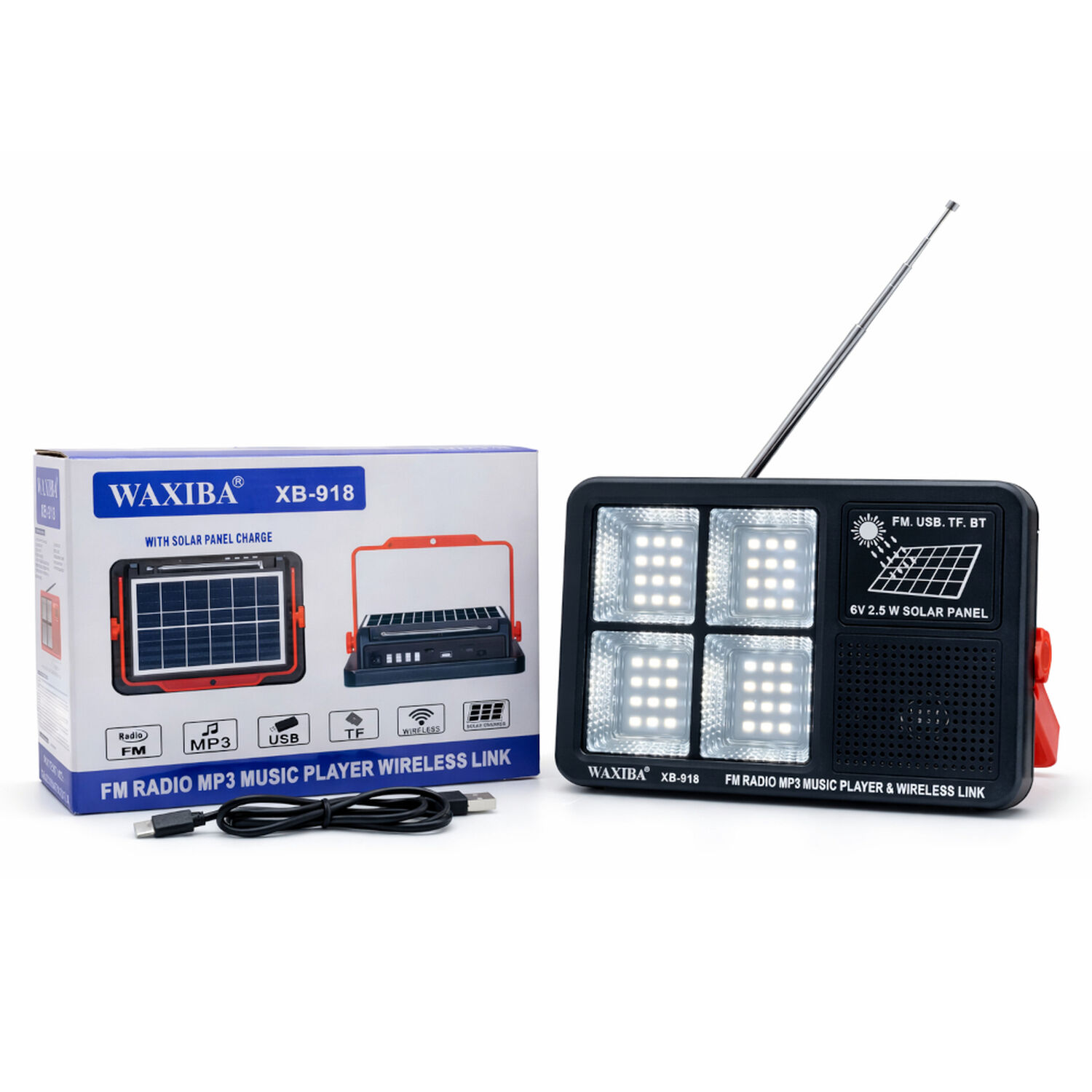 Radio Port&aacute;til Fm Con Linterna Led Recargable Modelo Xb-918 Multifuncional image number 5.0