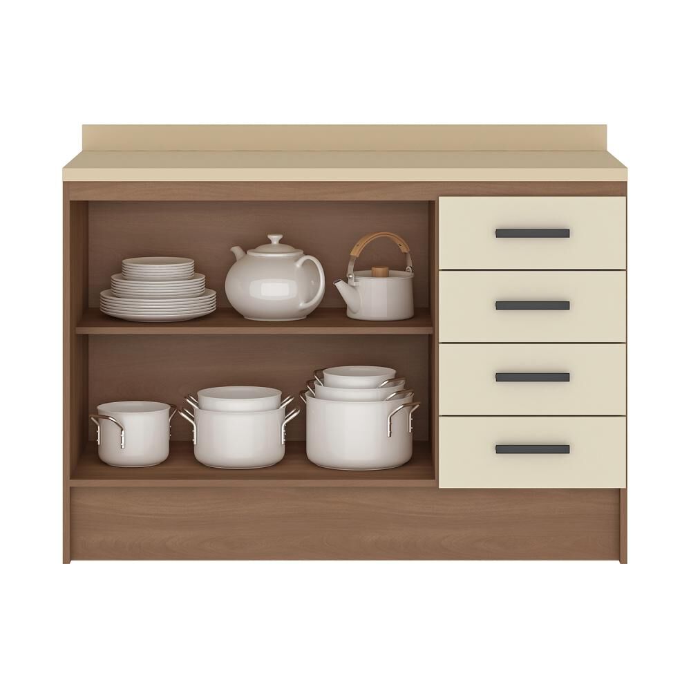 Mueble De Cocina Base Vekkahome Mia 120 Cm Beige image number 6.0