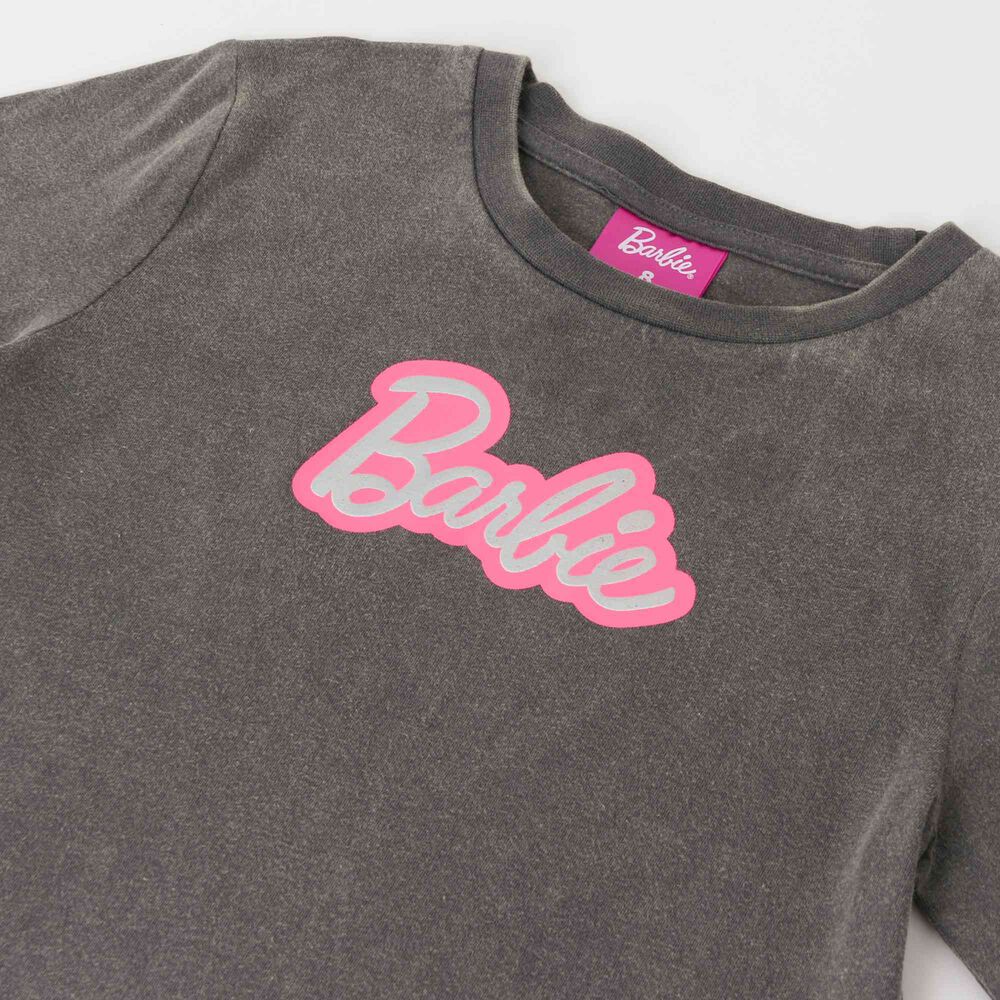 Polera Manga Larga Ni&ntilde;a Logo Gris Barbie image number 2.0