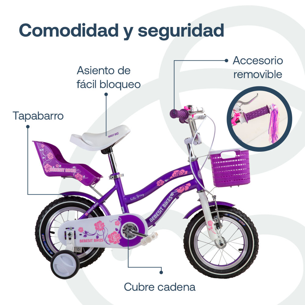 Bicicleta Infantil Queen Aro 12 Morada Bebesit image number 4.0