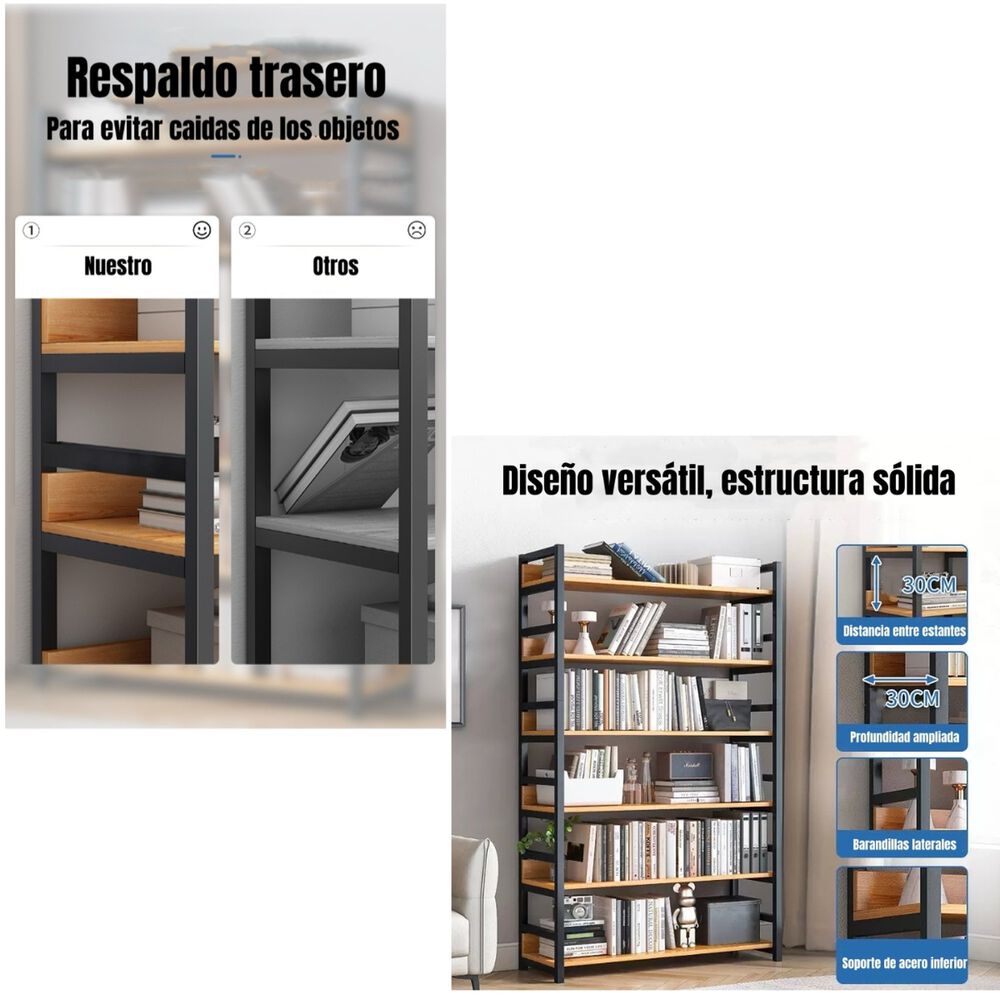 Estantes Librero Repisas De 6 Niveles 174cm Anton image number 7.0