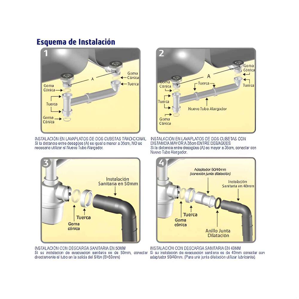 Sifon Para Lavaplatos Doble 1.1/2 Con Salida 40/50mm - Hoffens image number 3.0