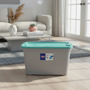Caja Organizadora Almacenamiento Megaforte 75 Litros Color Tapa Verde Agua