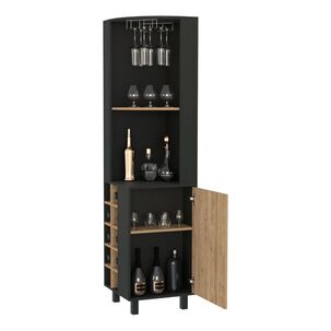 Bar Esquinero 8 Botelleros 1 Puerta Fm-007n - Negro