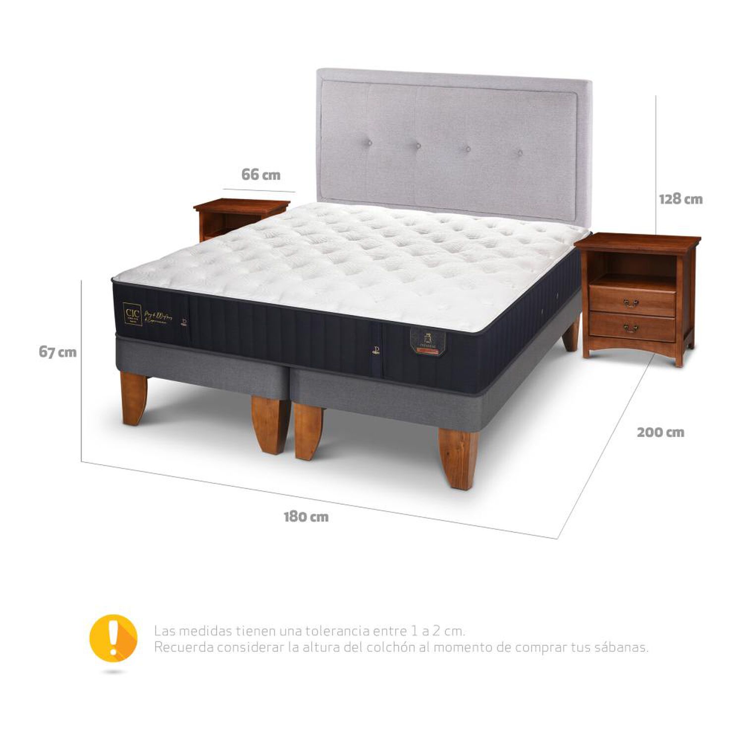 Cama Europea Cic Premium / King / Base Dividida + Set De Maderas image number 4.0