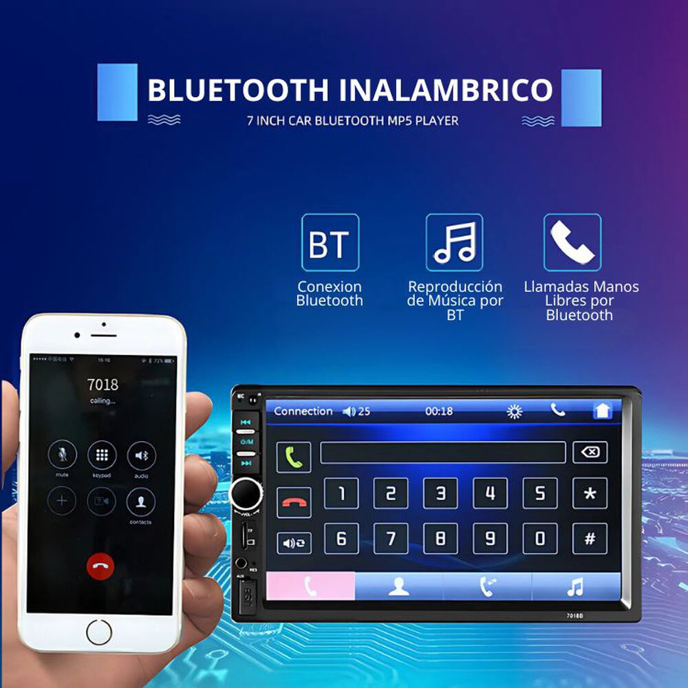Radio Pantalla Táctil Para Autos 7" Pulgadas Bluetooth image number 3.0