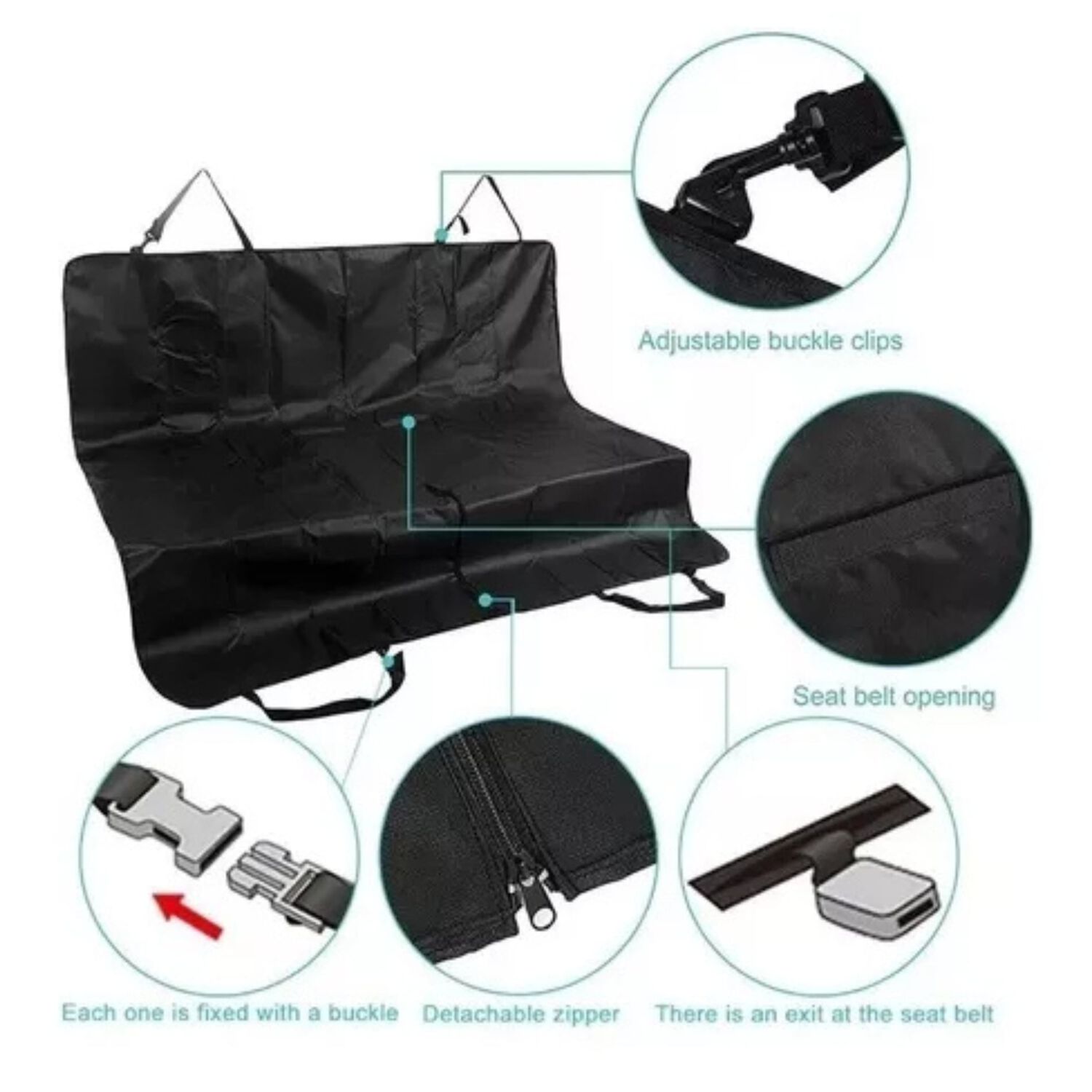 Lona Funda Manta Protectora Cubre Asiento Auto Para Perros Color Negro image number 4.0