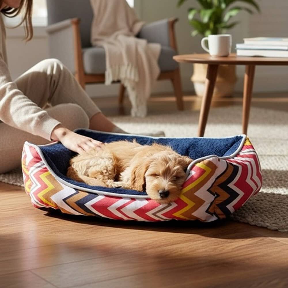 Cama Para Mascotas Espuma - Talla M (tricolor Rojo) image number 0.0